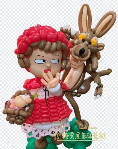 完整小紅帽與狼氣球人偶作品