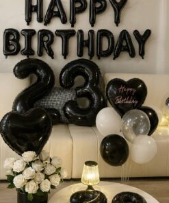 黑色生日氣球佈置 | 糖果屋氣球