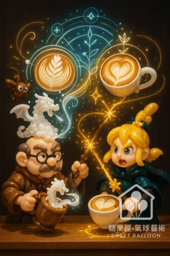 咖啡廳造型氣球公仔燈飾裝飾