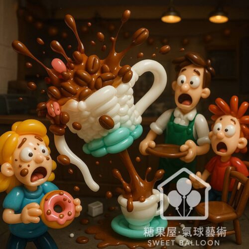 咖啡杯與甜點主題氣球公仔