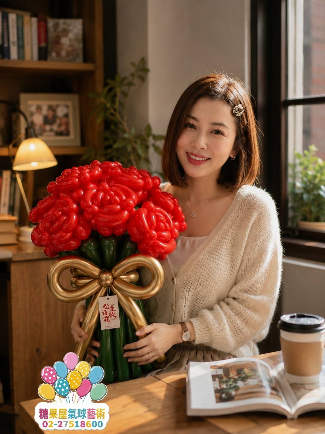 紅色玫瑰造型氣球花束，適合生日告白與紀念日送禮