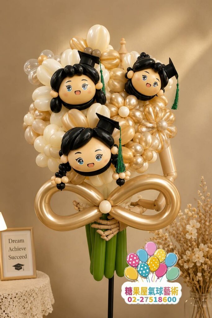 手工客製人物造型氣球花束，適合生日畢業及祝福送禮